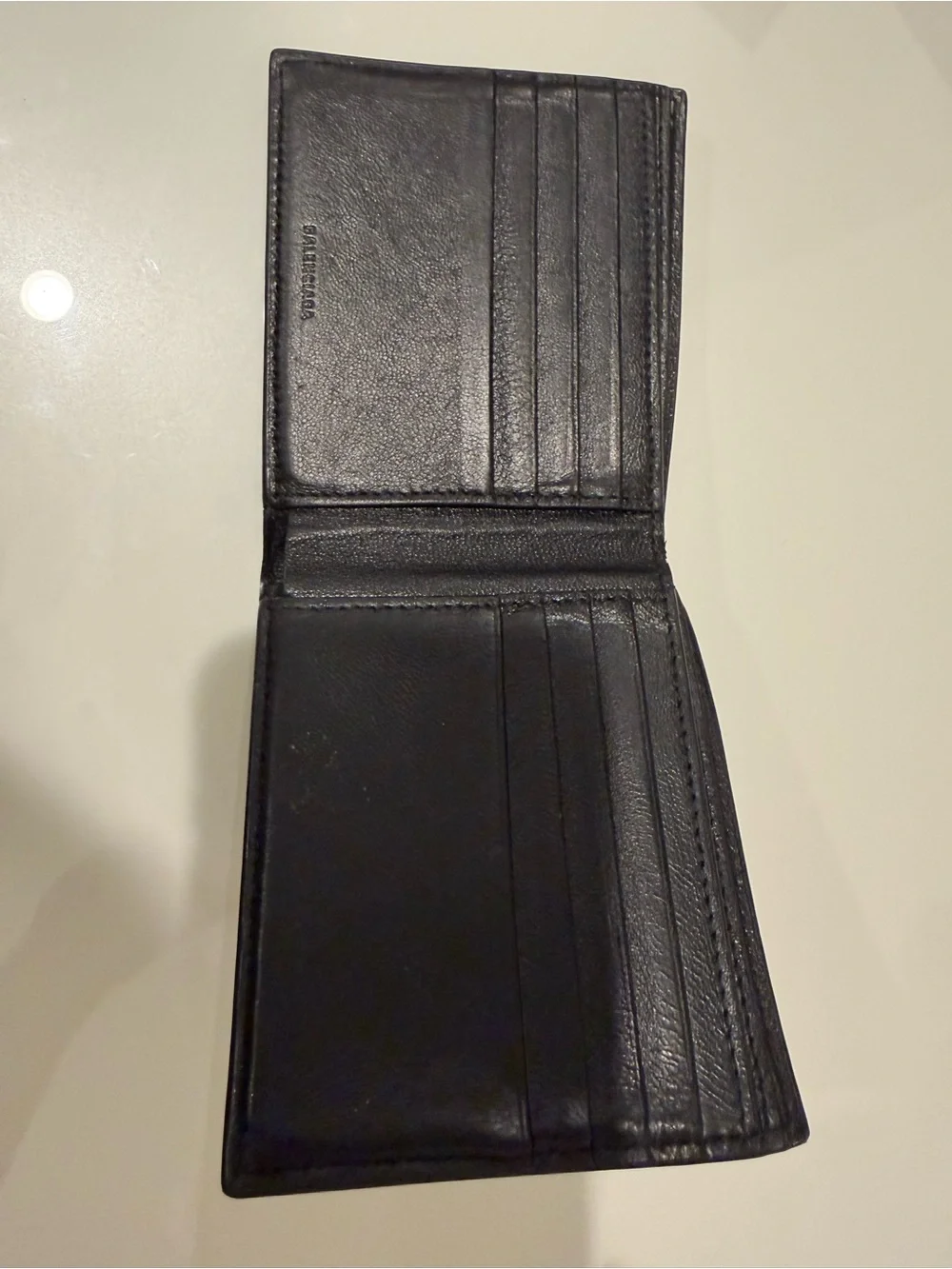 Balenciaga Black and White Diagonal Logo Bi-Fold Wallet